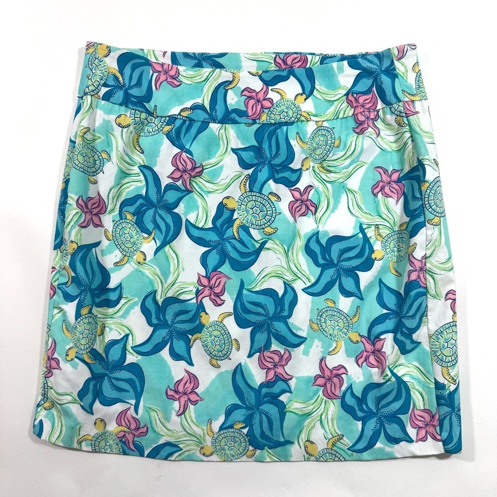 Lulu B Mini Skirt Tropical Hibiscus Title Print Size 14
